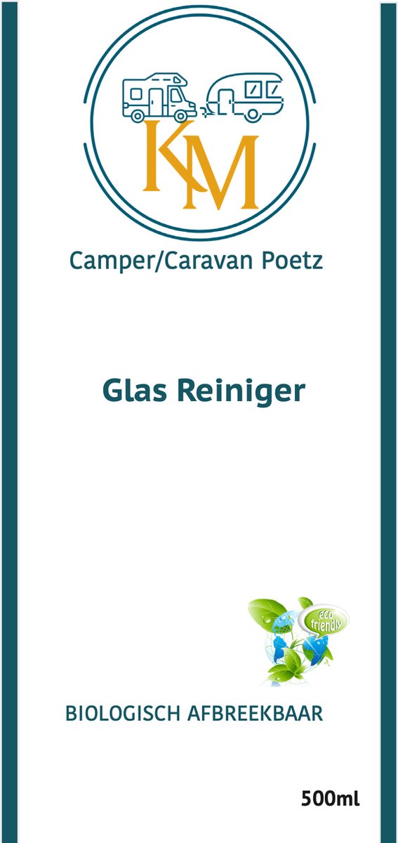 KM Camper/Caravan Poetz - Glas Reiniger- 500ml- Ramen schoonmaakmiddel - Camper ramen schoonmaakmiddel- Caravan ramen schoonmaakmiddel -spiegels tegels, sanitair, kunststof & roestvrijstaal. aanrechtbladen(keramische) kookplaten. van KM — afbeelding 2