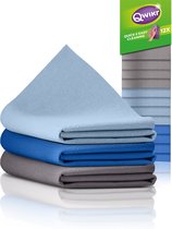 QWIKR Chiffons en microfibre 21x21cm cuisine 12 pièces Grijs, Bleu clair, Blauw - Chiffons de nettoyage - Lingettes démaquillantes - Pack économique (lot de 3) - idéal pour les gros travaux - Chiffons en microfibre - Fabriqué aux Nederland