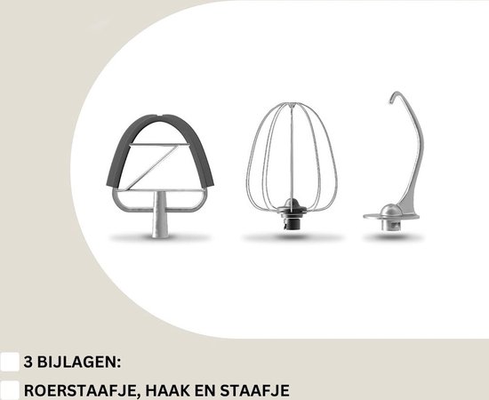 Luxe Deegmachine met Spatbescherming - Deegmachine voor Zwaar Deeg - Met Deeghaak en Garde - Kneedmachine - Keukenmachine - Deegmixer met 7 Standen - Zilver van LUX — afbeelding 5