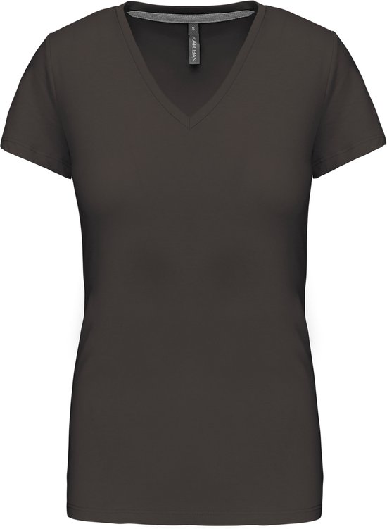 Vrouwen T-shirt Korte Mouw Tops Effen Kleur V-hals Tee Shirt Lange Zoom Casual Zomer Tops Basic Blouse (Color : Purple, Size : L