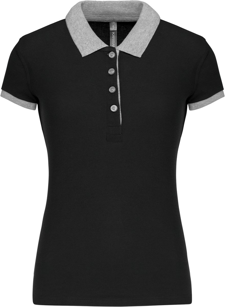 Kariban Piqué-damespolo tweekleurig K259 - Black / Oxford Grey - L