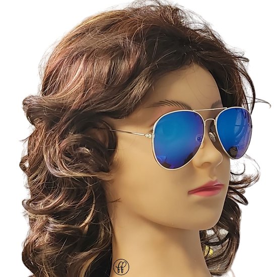 Fako Sunglasses® - Pilotenbril - Piloot Zonnebril - Heren Zonnebril - Dames Zonnebril - Zilver - Blauw van Fako Sunglasses® — afbeelding 4