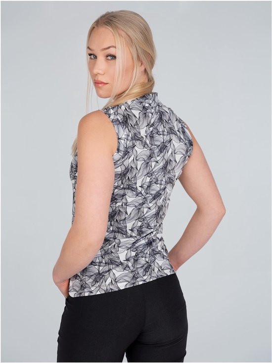 Func Factory dames polo Sienna black leaf mouwloos maat 36 van Func Factory — afbeelding 5