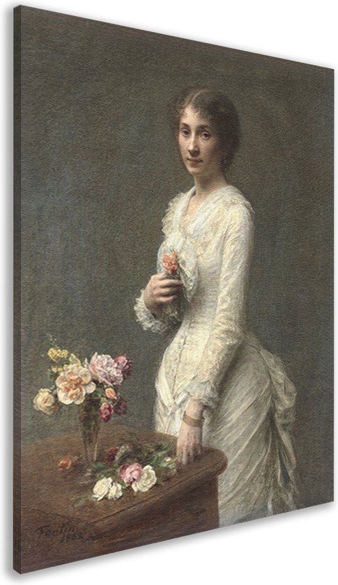 Tableau Mural Henri Fantin-Latour - Portrait D'une Femme, Toile Imprimée Sur Cadre Bois/prêt à Accrocher - Neuf