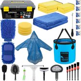 ACROPAQ Grand kit de nettoyage de voiture - Produits de nettoyage de voiture, 30 pièces essentielles, Avec éponge de voiture, brosse de lavage de voiture, brosse à roues et plus - Kit de lavage de voiture, Produits de lavage de voiture