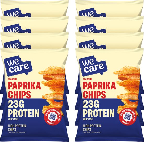 Foto: Wecare high protein paprika chips 8 x 25 g