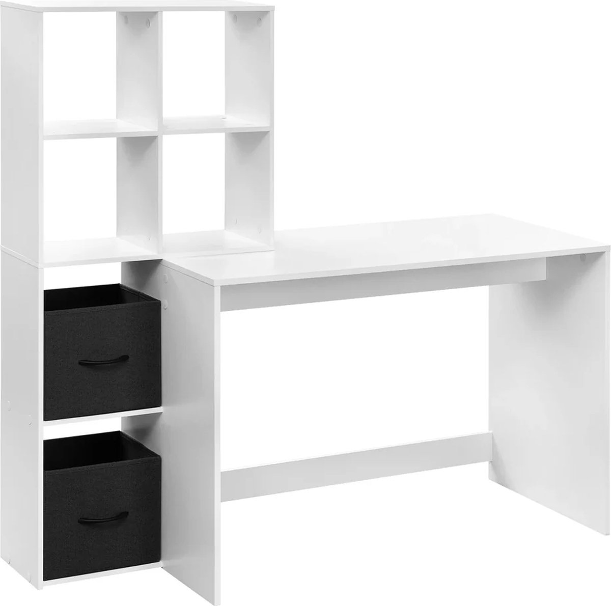 BukkitBow - Compact Bureau - Met Planken en Opbergruimte - 140.5x134x50 cm - Wit