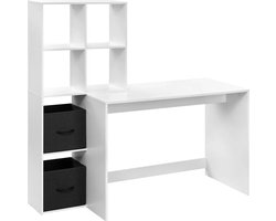 BukkitBow - Compact Bureau - Met Planken en Opbergruimte - 140.5x134x50 cm - Wit
