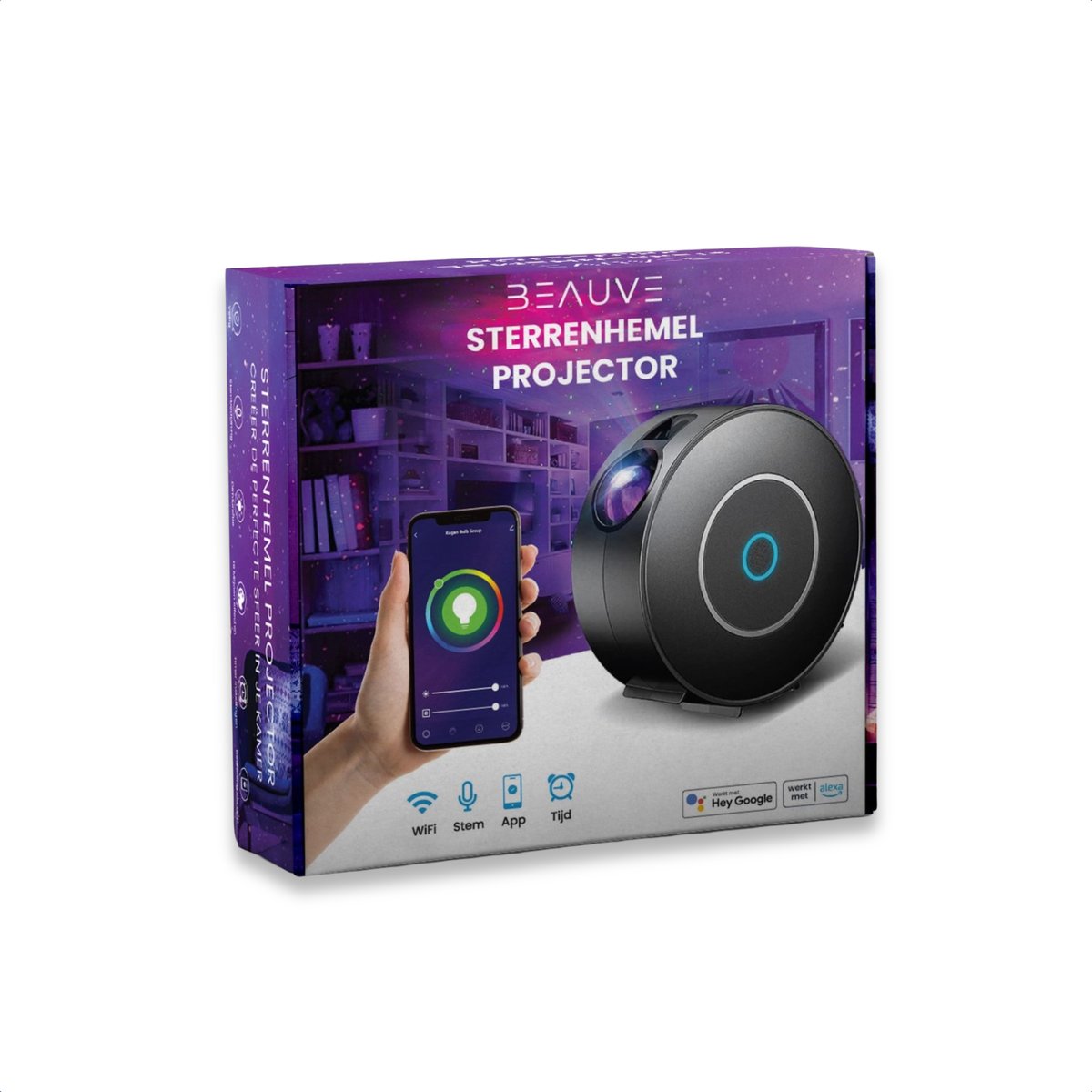 Beauve Sterren projector - Galaxy nachtlampje voor kinderen - Sfeerlamp met sterrenlamp effect - Galaxy projector met WiFi en app – foto 8