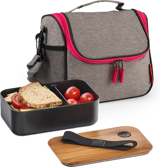 Plasticforte Koeltas/lunchtas Callela - taupe/roze - 6.5 liter - 17 x 26 x 20 cm - strand - lunchtas van PlasticForte — afbeelding 3