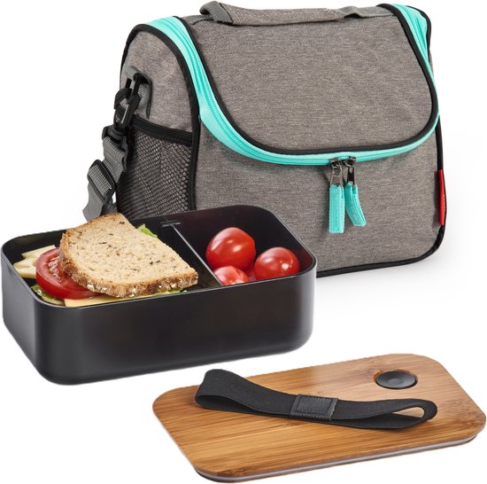 Plasticforte Koeltas/lunchtas Callela - taupe/mintgroen - 6.5 liter - 17 x 26 x 20 cm - strand - lunchtas van PlasticForte — afbeelding 3