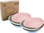 Ensemble d'assiettes en plastique, ensemble de 8 pièces de 23 cm, assiettes en plastique en PP, vaisselle de camping, va au lave-vaisselle et au micro-ondes, assiettes plates légères, réutilisables, assiettes à salade pour pâtes,