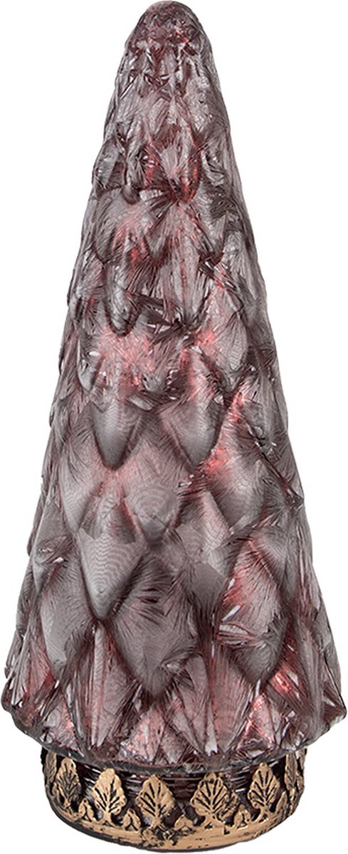 Kerstdecoratie met LED-verlichting Kerstboom Ø 11x24 cm Rood Glas