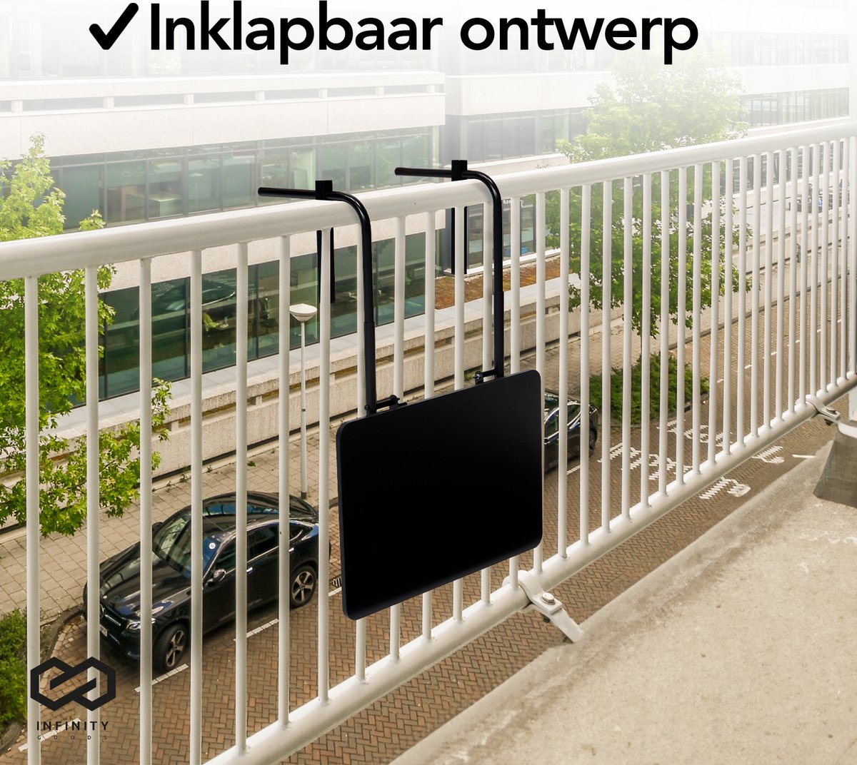 Infinity Goods Balkontafel - Inklapbaar - 40 x 60 CM - Verstelbaar - Hangend - Zwart thumbnail 4