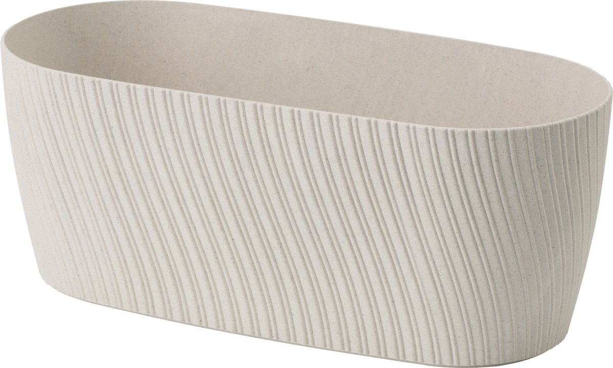 Form Plastic Plantenbak/bloembak Waves - kunststof - ivoor wit - L27 x B12 x H11 cm - rond