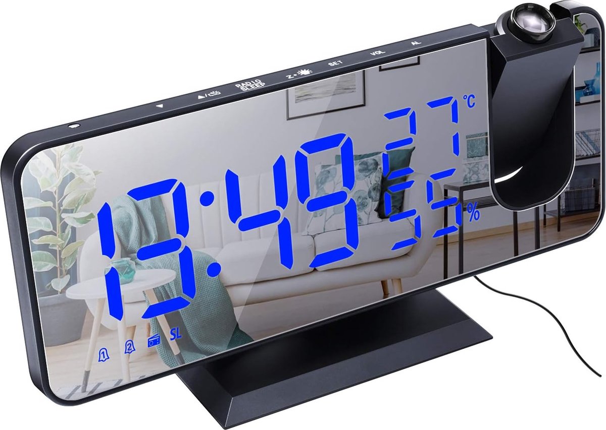 Solacis Wekkerradio Met Projectie - Wekkerradio - Digitale wekker - Wekkerradio kinderen - Wekker met projectie op plafond - Must have!