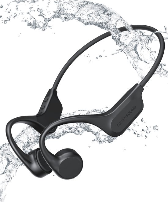 Foto: Golden sound wave bone conduction koptelefoon sporthoofdtelefoon draadloze oordopjes waterbestendig sport oortjes 32gb interne geheugenkaart geschikt voor elke laptop en smartphone