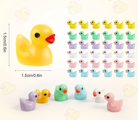 200 Stuks Mini Gele Eenden Eendjes Kleine Eendjes Tuin Landschap Aquarium Poppenhuis Potplanten Decoratie 7color Z
