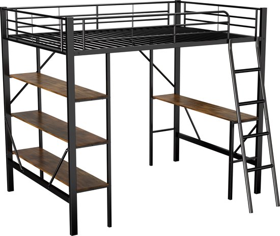 Kinderbed van metaal, 90 x 200 cm, met een ijzeren frame, zwart