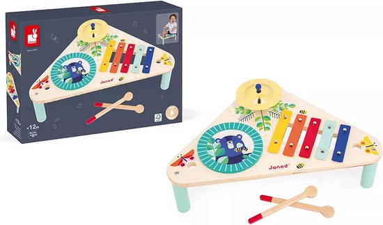 Janod Gioia houten muziektafel – 3 instrumenten – vanaf 1 jaar