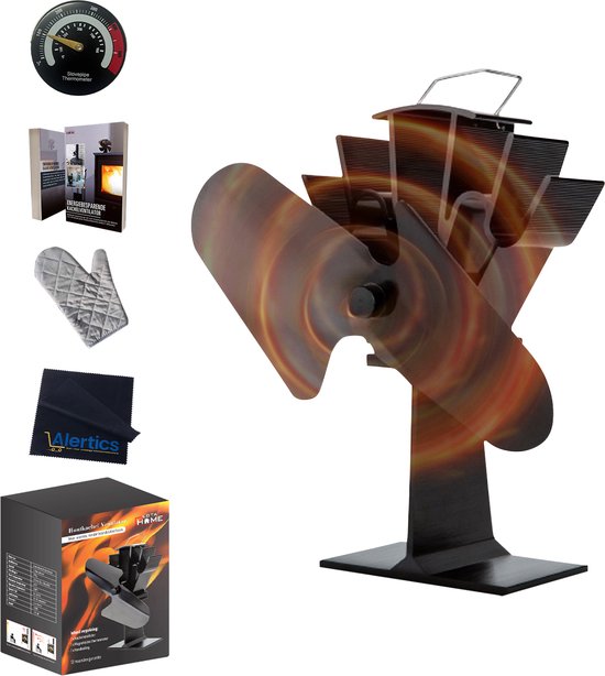Foto: Lotahome houtkachelventilator haardventilator ecofan kachelventilator met thermometer handschoen stofdoek informatieboek warmte verspreider warmte aangedreven ventilator voor houtkachels pelletkachels gaskachels en speksteenkachels
