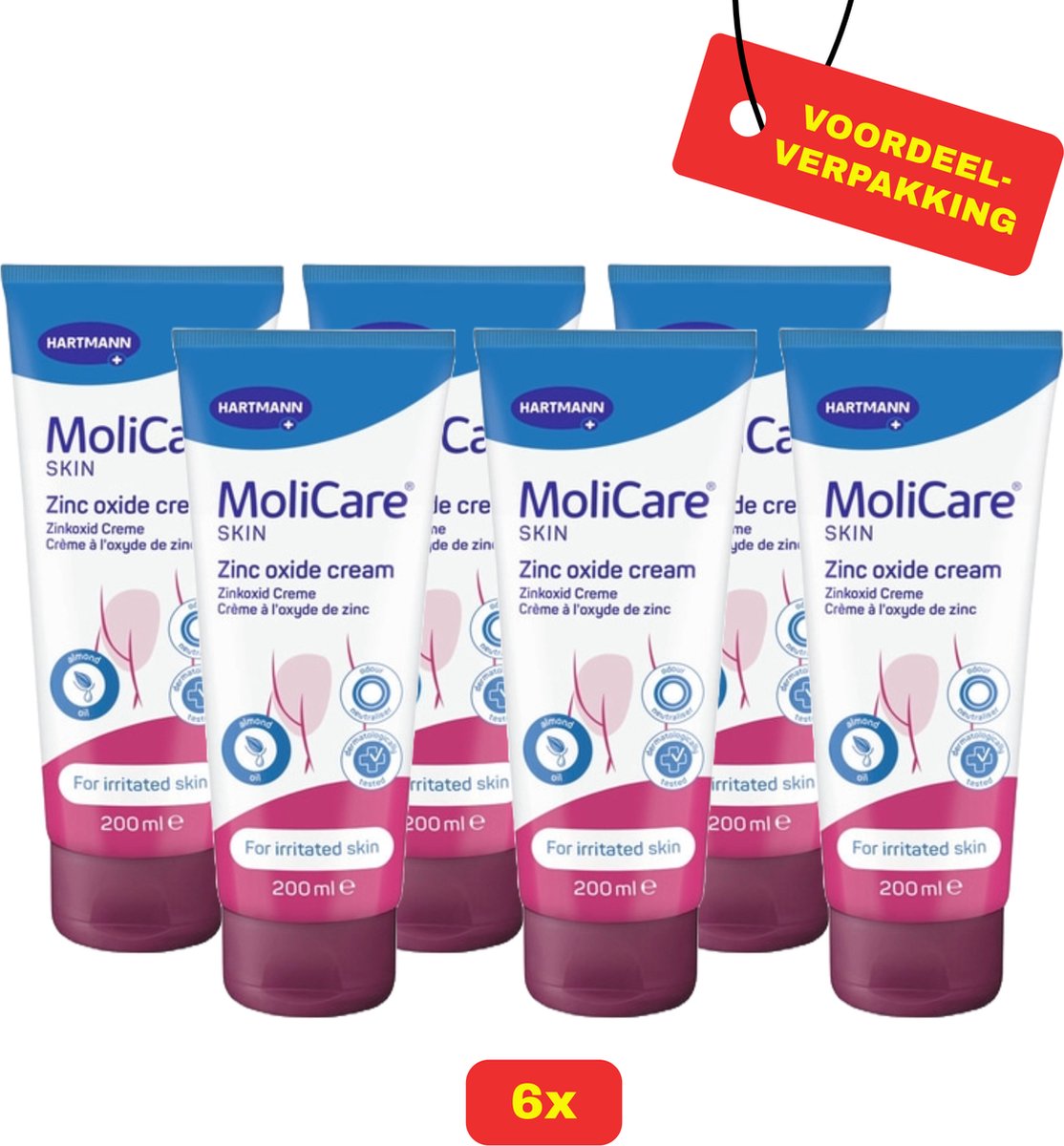 Goedkoopste 6X Molicare® Skin Zinkoxide Crème - 6 x 200ml - Voordeelverpakking!
