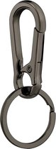 1x Karabijnhaak Met Sleutelring - Musketonhaak - Karabijnsluiting - Musketon - Sleutelhanger - RVS - 70x25mm - Zwart