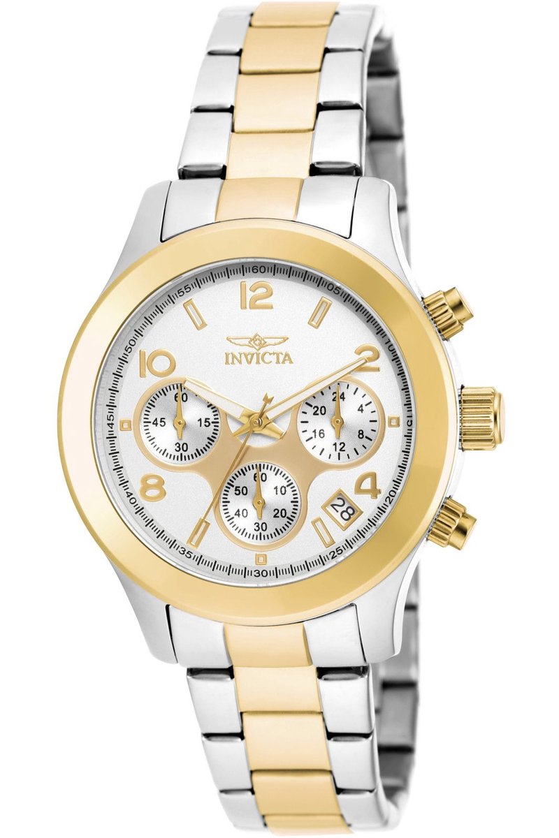 Invicta Angel 19219 Dames Horloge - Waterdicht - Analoog - Quartz Uurwerk - Roestvrij Staal met zilveren Wijzerplaat - 38mm