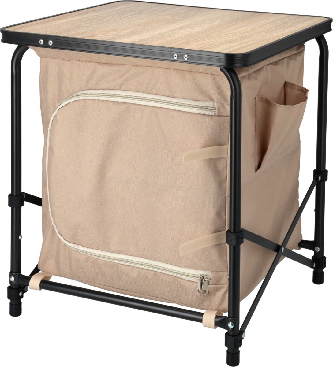 Redcliffs - Campingtafel - met - kast - 48x48x53,5 - cm - beige