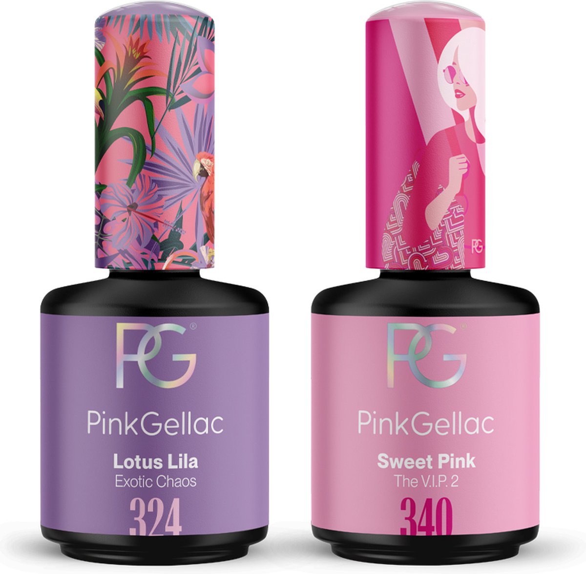 Goedkoopste Pink Gellac Gellak Set - Manicure Set met 2 x 15ml Kleuren - 324 Lotus Lila - 340 Sweet Pink - Voordeelbundel Gelnagellak - Gel Nagellakset voor Thuis
