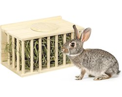 Hooiruif voor konijnen van dennenhout met schuifdeksel - Makkelijk te vullen - Hooi rek voor knaagdieren - Voor konijnenkooi en konijnenhok