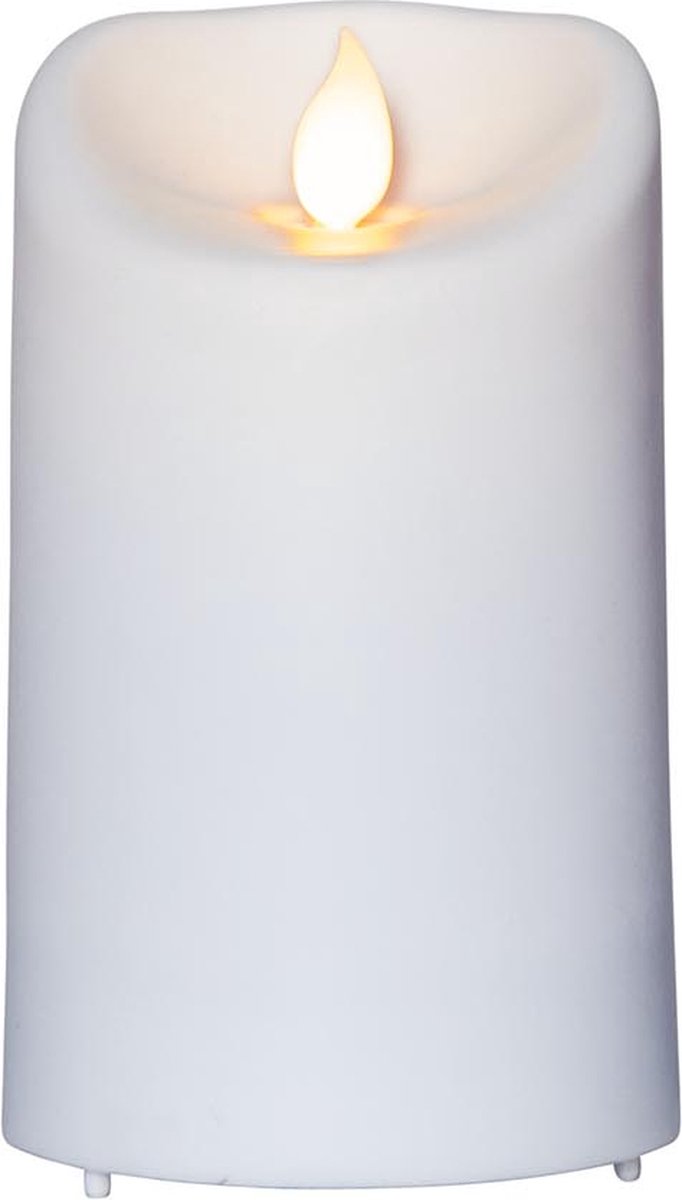 Star Trading kaars M-Twinkle, zuilkaars, wit, LED, timer, geel, buiten, binnen, 12,5 cm