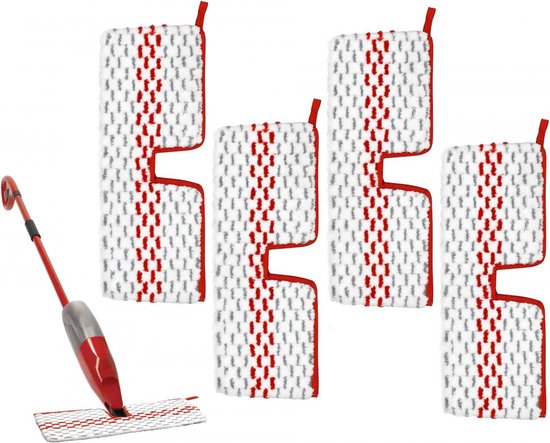 4 pièces - Serpillière de serpillière - Convient pour Vileda 1-2 Spray MAX/o-cedar ProMist Max - microfibre - remplacement - Chiffon en microfibre réutilisable - Convient à tous les sols