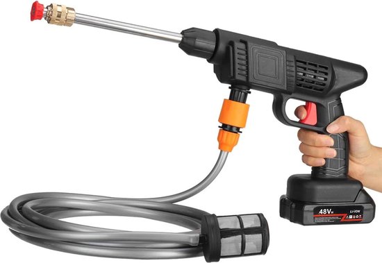 LotaHome - Draadloze Hogedrukreiniger - Inclusief 3 Accu's - Instelbare Accu Drukreiniger - Plantenspuit - Auto Schoon Spuiten - Inclusief 5 Meter Waterslang - Waterdrukreiniger - Spuitpistool - Hogedrukspuit - 30 bar & 24 V - Complete Set van LotaHome — afbeelding 5