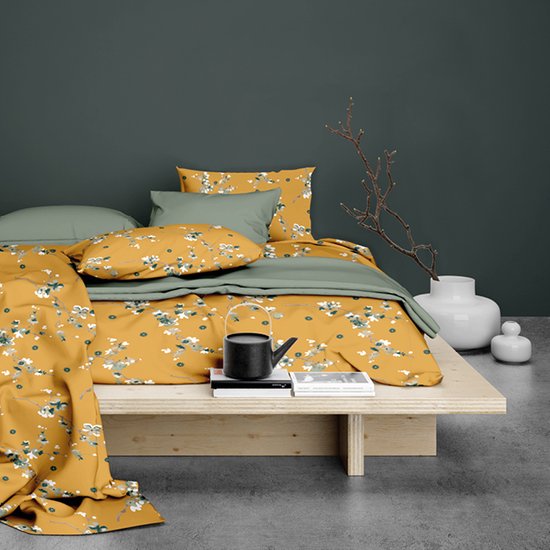 dekbedovertrek Luxe en coton Beck ocre - double (200x200/220) - douce et de haute qualité - bel aspect