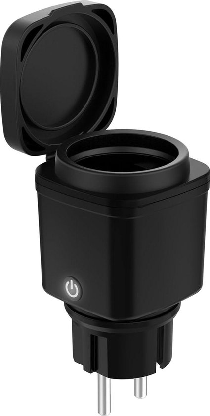 Slimme WiFi-stopcontact timer voor buiten - bewaking van stroomverbruik - compatibel met Alexa en Google Home - app en spraakbediening - 2.4 GHz WiFi - waterdicht IP44 - zwart