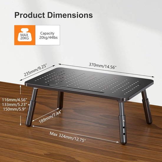 Acryl Monitor Stand Clear - Laptop/PC/Multimedia Riser voor Thuiskantoor (Klein