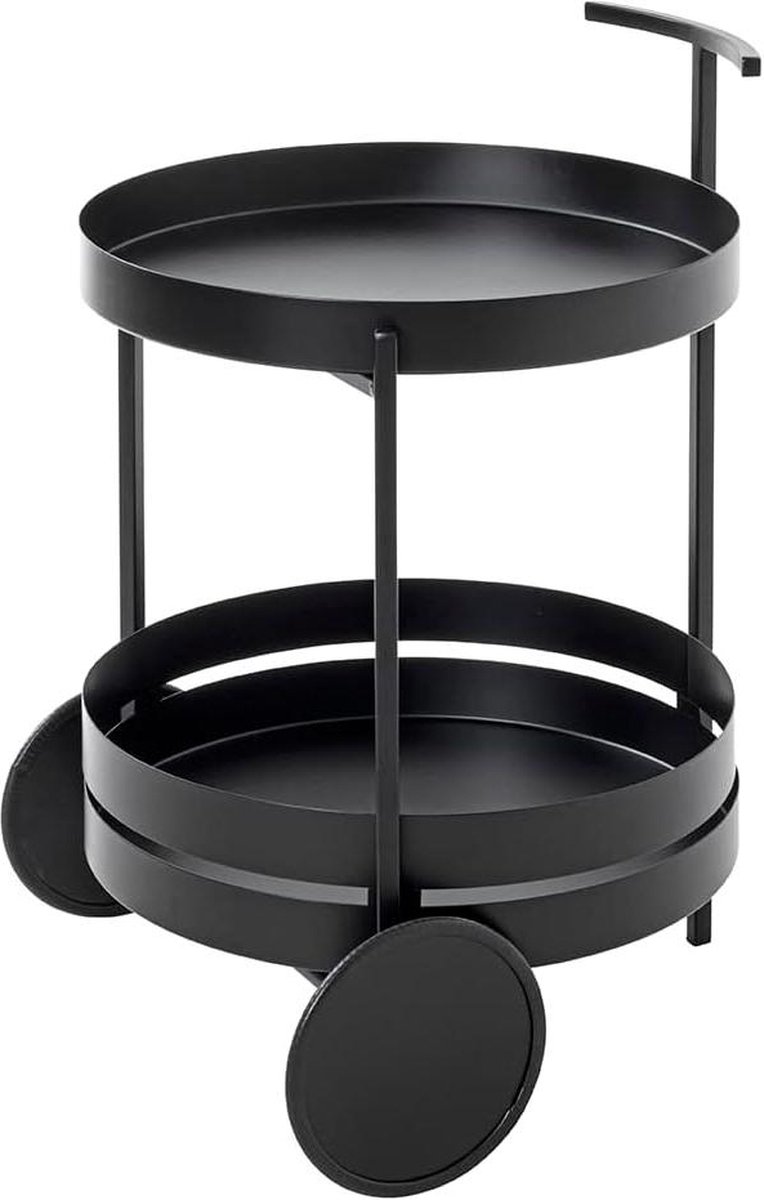 Serveerwagen van metaal in zwart - Ø 42 x H 62 cm