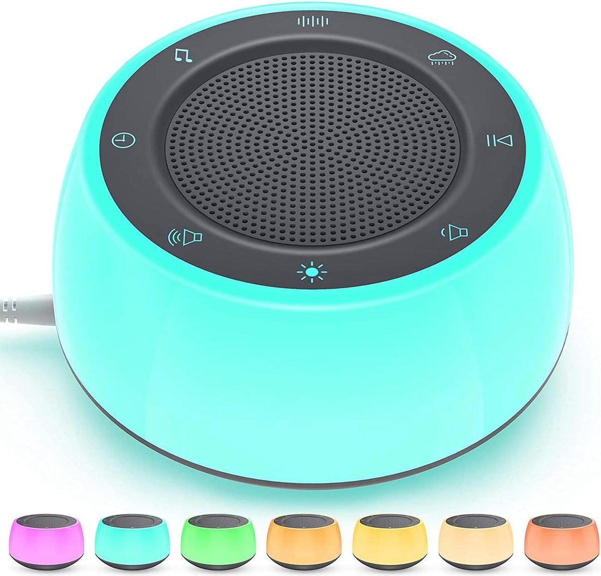 Witte ruis machine voor slapende baby's volwassenen en kinderen - 7 kleuren nachtlampje - 16 rustgevende geluiden - plug-in geluidsmaker voor slaapkamer - thuisgebruik