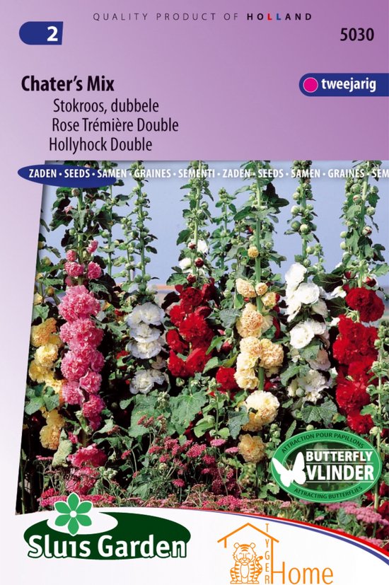 Chater's Mix Stokroos Dubbele Zaden: Kweek Prachtige, Dubbelbloemige Stokrozen - Grow Beautiful, Double-Flowered Hollyhocks - Cultivez de Magnifiques Roses Trémières à Fleurs Doubles