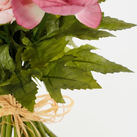 Mica Decorations Boeket - kunstbloemen - roze/wit - Ranunculus/ranonkel kunstbloemen - 35 cm - Bruidsboeketten