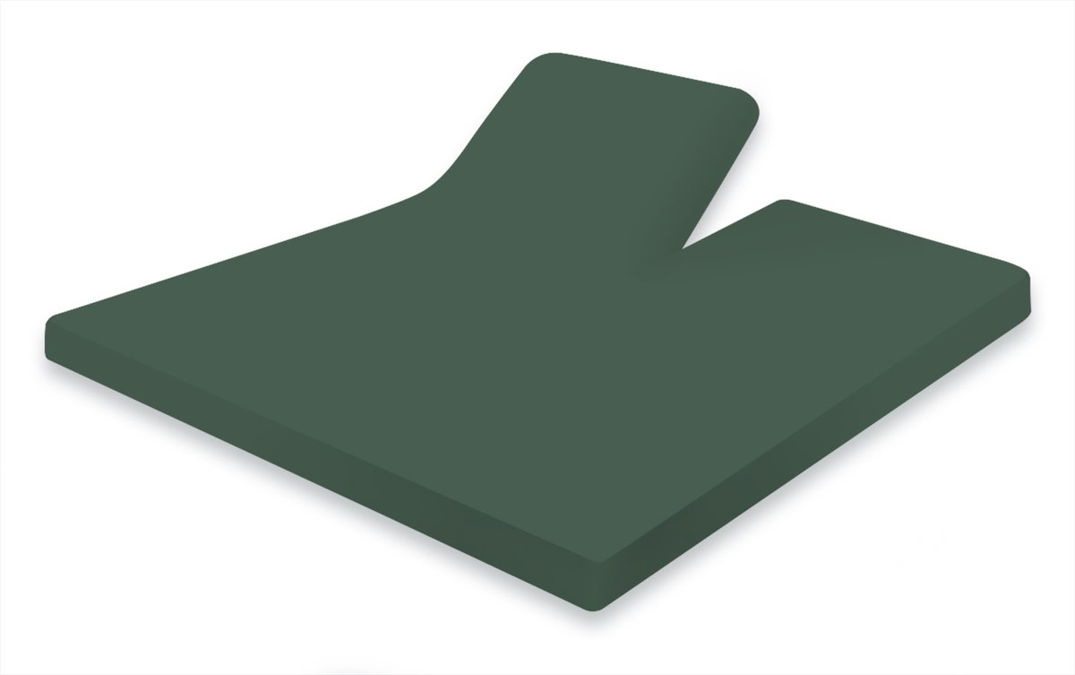 Eleganzzz Splittopper Hoeslaken Jersey Stretch - Dark Green - Hoeslaken 160x200 - 100% katoen - Split Enkel - Single Split Topper - Hoeslakens - Tweepersoons