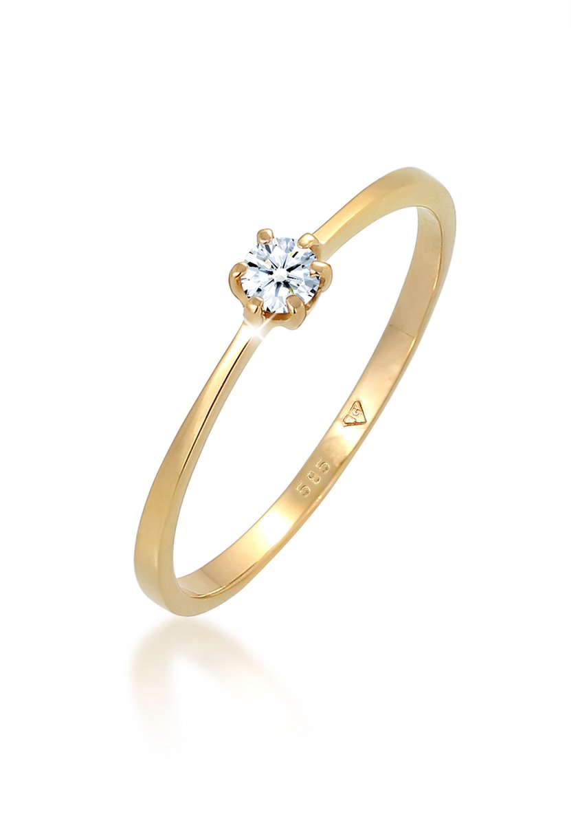 Elli PREMIUM - Ring - Solitär Verlobung Diamant 0.11 ct. 585 Gelbgold - Dames