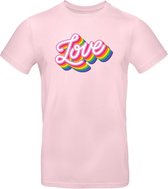 Roze T-shirt - Shirt met print - Pride - Love - Regenboog - Unisex - Roze - M