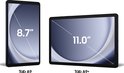 Donkerblauwe Galaxy Tab A9 met 8.7 inch scherm en donkerblauwe Tab A9+ met 11.0 inch scherm.