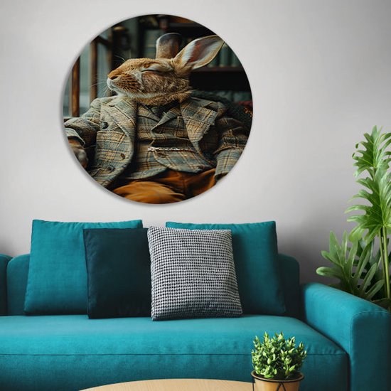 Cercles muraux lapin - Cercles muraux animaux - Cercles muraux Chaise - Tableaux modernes - Peinture - Décoration salon cercle mural forex 80x80 cm