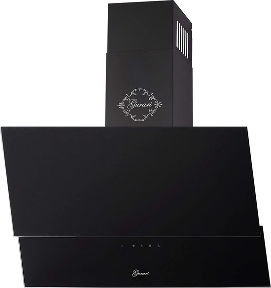 GURARI Waaiermondstuk GCH D 268 BL 8 PRIME N, Afzuigkap 80cm, Zwart glas, Wandmondstuk, 1000m³/h