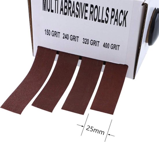 4 Stks Emery Doek Roll, Schuurpapier Roll 150, 240, 320, 400 Grit Multi Schurende Rolls Pack, Schuurpapier Sandband Box Verwijderbare Zachte Sandcloth Roll voor Metalen Glas Hout Slijpen AMD Polijsten