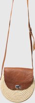 Sac bandoulière en cuir et canne O Fonte cognac