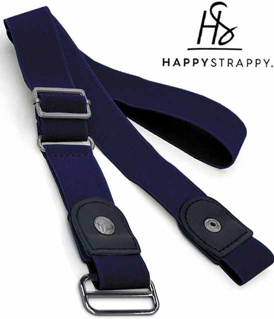 HappyStrappy. Originele Elastische Riem zonder Gesp - Gespvrije Riem - Elastische tailleriem voor Dames en Heren - Donkerblauw